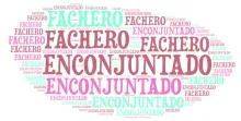 NUBE DE PALABRAS DE LA PALABRA ENCONJUNTADO EN COLOR MORADO, ROSA Y TURQUESA