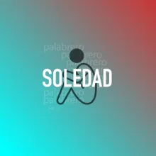 Imagen de la palabra "soledad" sobre un fondo en degradé turquesa y morado, con un ícono de una persona sentada y encorvada
